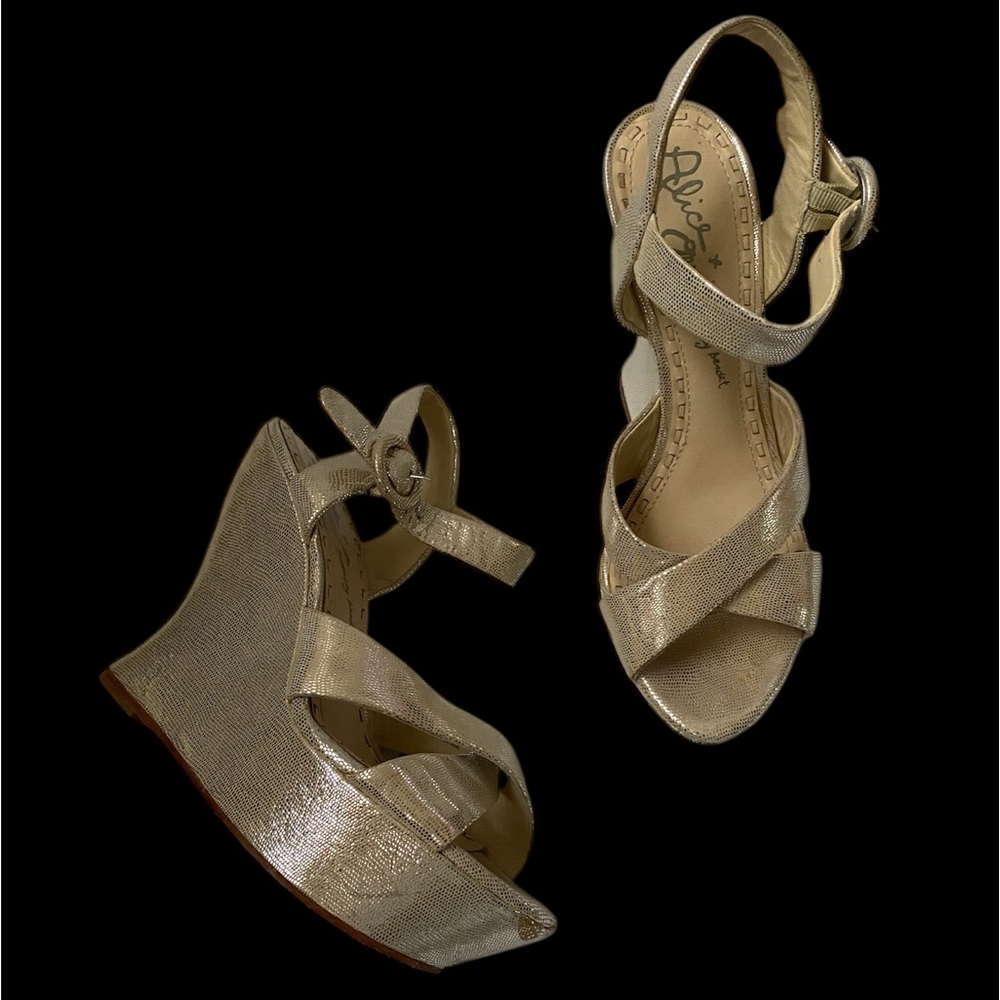 Alice+Olivia Genuine Leather Juliet Wedge/Platform Sandals Size 39/9